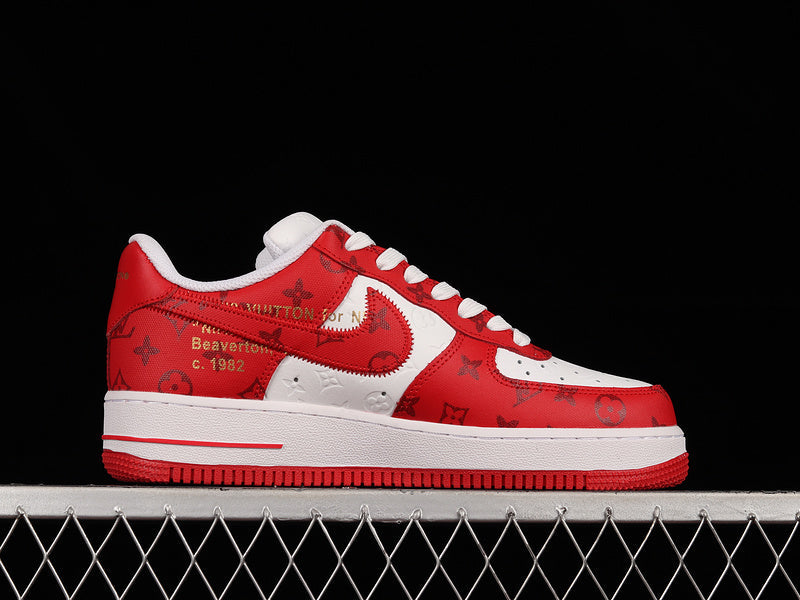 NIKE Air Force 1 - Louis Vuitton Virgil Abloh Red Sneakers - White Unisex Streetwear Limited Edition - Step into the ultimate fusion of luxury and streetwear with the NIKE AIR FORCE 1
