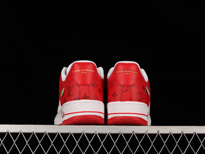NIKE Air Force 1 - Louis Vuitton Virgil Abloh Red Sneakers - White Unisex Streetwear Limited Edition - Step into the ultimate fusion of luxury and streetwear with the NIKE AIR FORCE 1