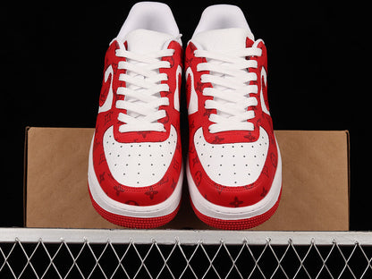 NIKE Air Force 1 - Louis Vuitton Virgil Abloh Red Sneakers - White Unisex Streetwear Limited Edition - Step into the ultimate fusion of luxury and streetwear with the NIKE AIR FORCE 1