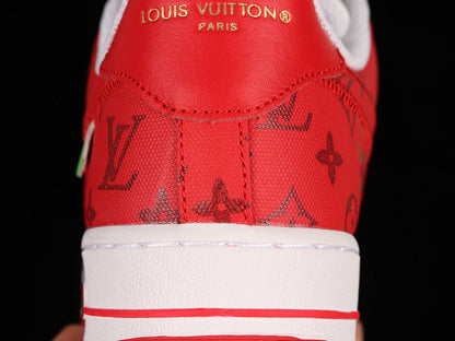 NIKE Air Force 1 - Louis Vuitton Virgil Abloh Red Sneakers - White Unisex Streetwear Limited Edition - Step into the ultimate fusion of luxury and streetwear with the NIKE AIR FORCE 1