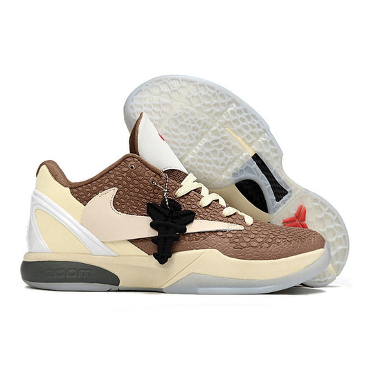 NIKE Kobe 6 Protro - Travis Scott Reverse Mocha - Cream Unisex Streetwear Limited Edition - The Nike Kobe 6 Protro x Travis Scott Reverse Mocha blends the innovative performance of