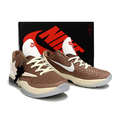 NIKE Kobe 6 Protro - Travis Scott Reverse Mocha - Cream Unisex Streetwear Limited Edition - The Nike Kobe 6 Protro x Travis Scott Reverse Mocha blends the innovative performance of