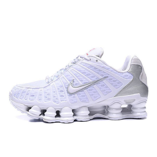 NIKE Sho - Tl - Metallic Silver - White Unisex Streetwear Limited Edition - The NIKE SHOX TL x WHITE METALLIC SILVER - REPLICA blends futuristic design with high-performance
