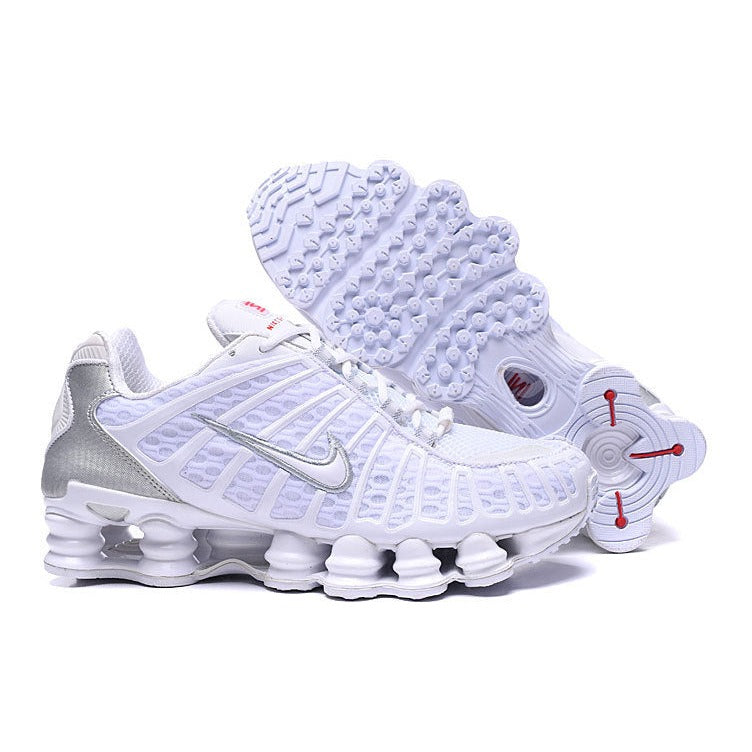 NIKE Sho - Tl - Metallic Silver - White Unisex Streetwear Limited Edition - The NIKE SHOX TL x WHITE METALLIC SILVER - REPLICA blends futuristic design with high-performance