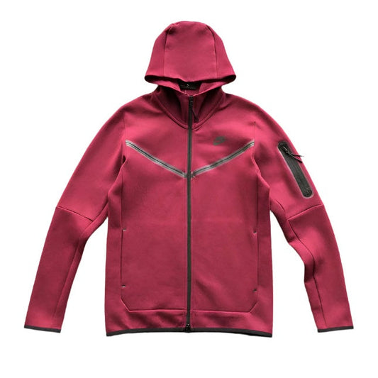 NIKE Tech Fleece Hoodie - Burgundy - Red Unisex Streetwear Limited Edition - The NIKE TECH FLEECE HOODIE BURGUNDY - REPLICA combines modern sportswear innovation with bold streetwear