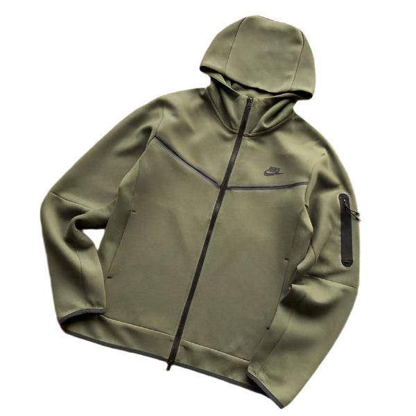 NIKE Tech Fleece Hoodie - Army - Green Unisex Streetwear Limited Edition - The NIKE TECH FLEECE HOODIE ARMY GREEN - REPLICA is a perfect blend of modern