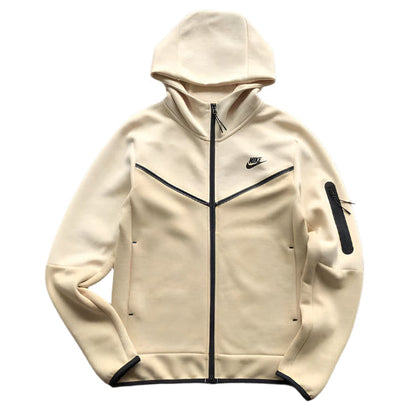 NIKE Tech Fleece Hoodie - Beach - Brown Unisex Streetwear Limited Edition - The NIKE TECH FLEECE HOODIE BEACH BROWN - REPLICA blends modern sportswear innovation with a