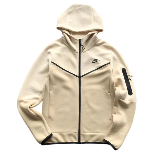NIKE Tech Fleece Hoodie - Beach - Brown Unisex Streetwear Limited Edition - The NIKE TECH FLEECE HOODIE BEACH BROWN - REPLICA blends modern sportswear innovation with a
