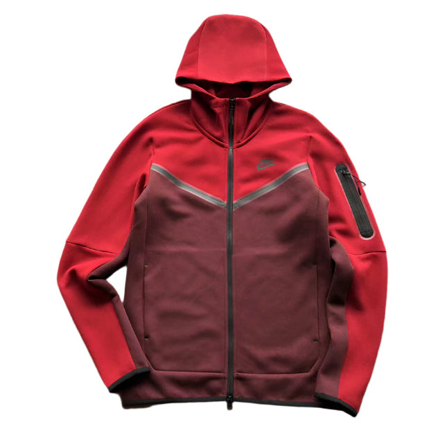 NIKE Tech Fleece Hoodie - Berry - Pomegranate - Red Unisex Streetwear Limited Edition - The NIKE TECH FLEECE HOODIE BERRY/POMEGRANATE - REPLICA is the perfect combination of modern sportswear