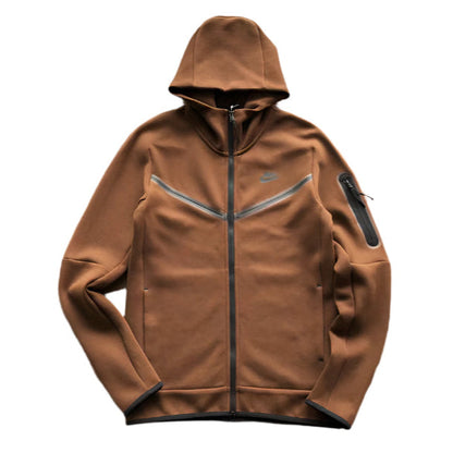 NIKE Tech Fleece Hoodie - - Brown Unisex Streetwear Limited Edition - The NIKE TECH FLEECE HOODIE BROWN - REPLICA combines modern sportswear innovation with sleek streetwear