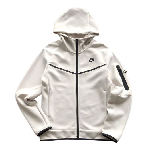 NIKE Tech Fleece Hoodie - Creamy - White Unisex Streetwear Limited Edition - The NIKE TECH FLEECE HOODIE CREAMY WHITE - REPLICA merges modern sportswear innovation with sleek,