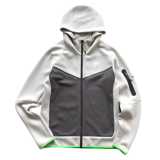 NIKE Tech Fleece Hoodie - Grey - - Green - Black Unisex Streetwear Limited Edition - The NIKE TECH FLEECE HOODIE GREY/BLACK/GREEN - REPLICA delivers the perfect fusion of modern athletic