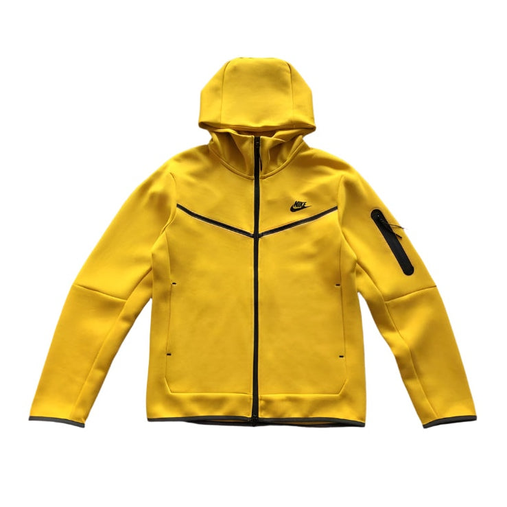 NIKE Tech Fleece Hoodie - - Yellow Unisex Streetwear Limited Edition - The NIKE TECH FLEECE HOODIE YELLOW - REPLICA combines modern sportswear innovation with bold streetwear