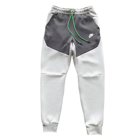 NIKE Tech Fleece Pants - Grey - - Green - Black Unisex Streetwear Limited Edition - The NIKE TECH FLEECE PANTS GREY/BLACK/GREEN - REPLICA bring together modern athletic performance and sleek