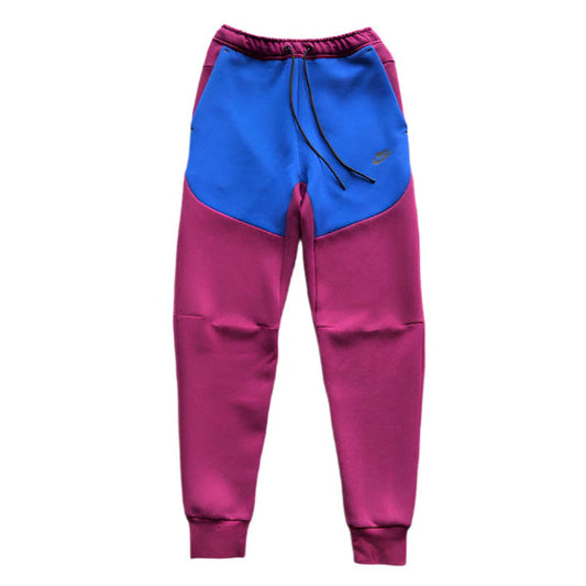 NIKE Tech Fleece Pants - Sangria - Game Royal - Red Unisex Streetwear Limited Edition