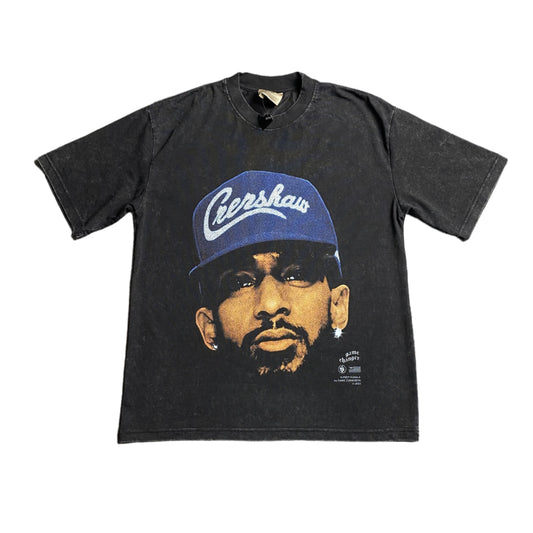 NIPSEY Hussle Vintage Graphic Tee Dark T-Shirt - Grey Unisex Streetwear Limited Edition - The NIPSEY HUSSLE VINTAGE GRAPHIC TEE DARK GREY - REPLICA is a tribute to the