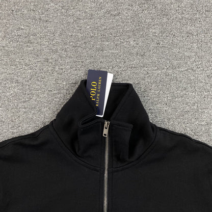 POLO Ralph Lauren Quarter Zip Sweatshirt - Black Unisex Streetwear Limited Edition - The POLO RALPH LAUREN QUARTER ZIP SWEATSHIRT BLACK - REPLICA is the perfect blend of