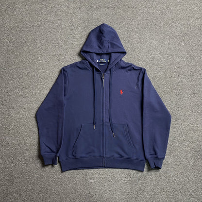 POLO Ralph Lauren Zip Up Hoodie - Navy Unisex Streetwear Limited Edition - The POLO RALPH LAUREN ZIP-UP HOODIE NAVY - REPLICA delivers classic American style with everyday