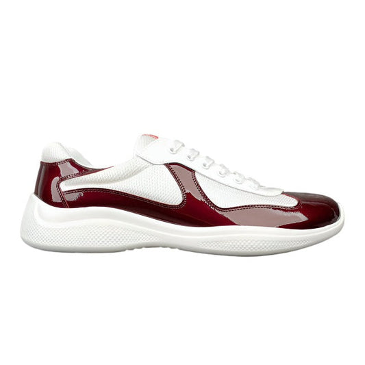 PRADA America's Cup Burgundy Sneakers - White Unisex Streetwear Limited Edition