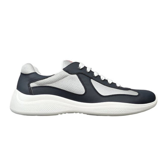 PRADA America's Cup Leather Silver Sneakers - Navy Unisex Streetwear Limited Edition
