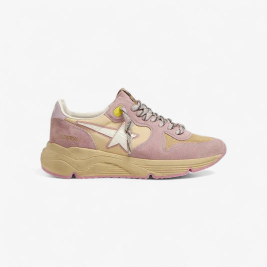 Pastel Pink Running Sole Sneakers With Star - White Unisex Streetwear Limited Edition