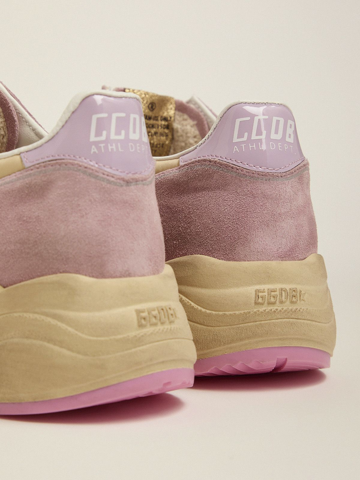 Pastel Pink Running Sole Sneakers With Star - White Unisex Streetwear Limited Edition