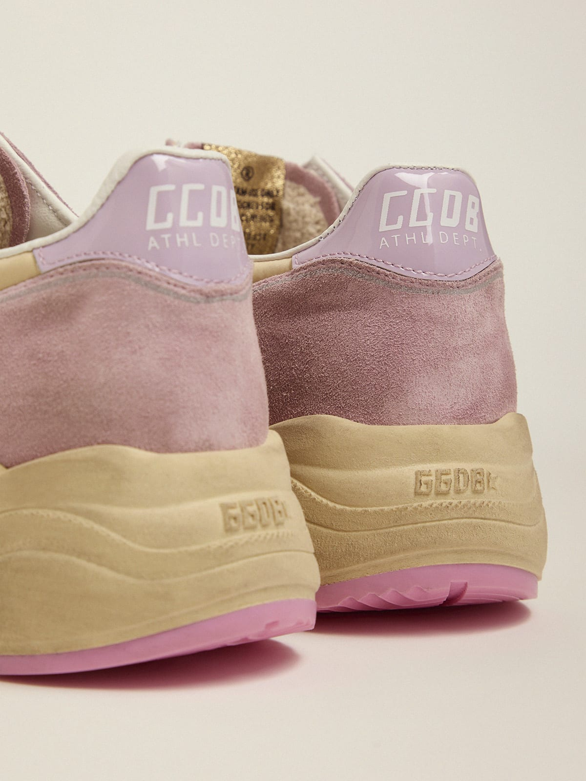 Pastel Pink Running Sole Sneakers With Star - White Unisex Streetwear Limited Edition