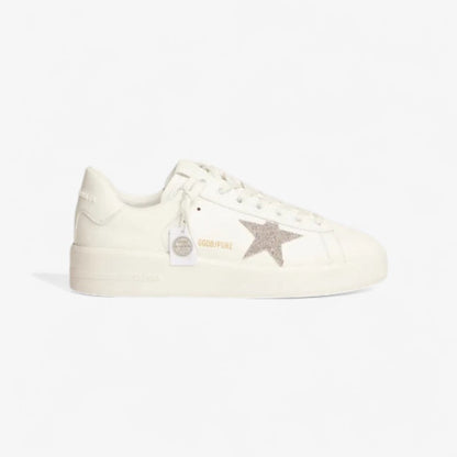 Purestar Sneakers In Leather With Silver-colored Crystal Star - White Unisex Streetwear Limited Edition