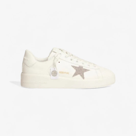Purestar Sneakers In Leather With Silver-colored Crystal Star - White Unisex Streetwear Limited Edition
