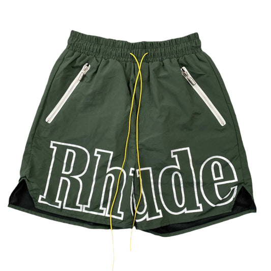 RHUDE Rh Logo Shorts - Green Unisex Streetwear Limited Edition - The RHUDE RH LOGO SHORTS GREEN - REPLICA deliver effortless luxury and street-ready comfort ,