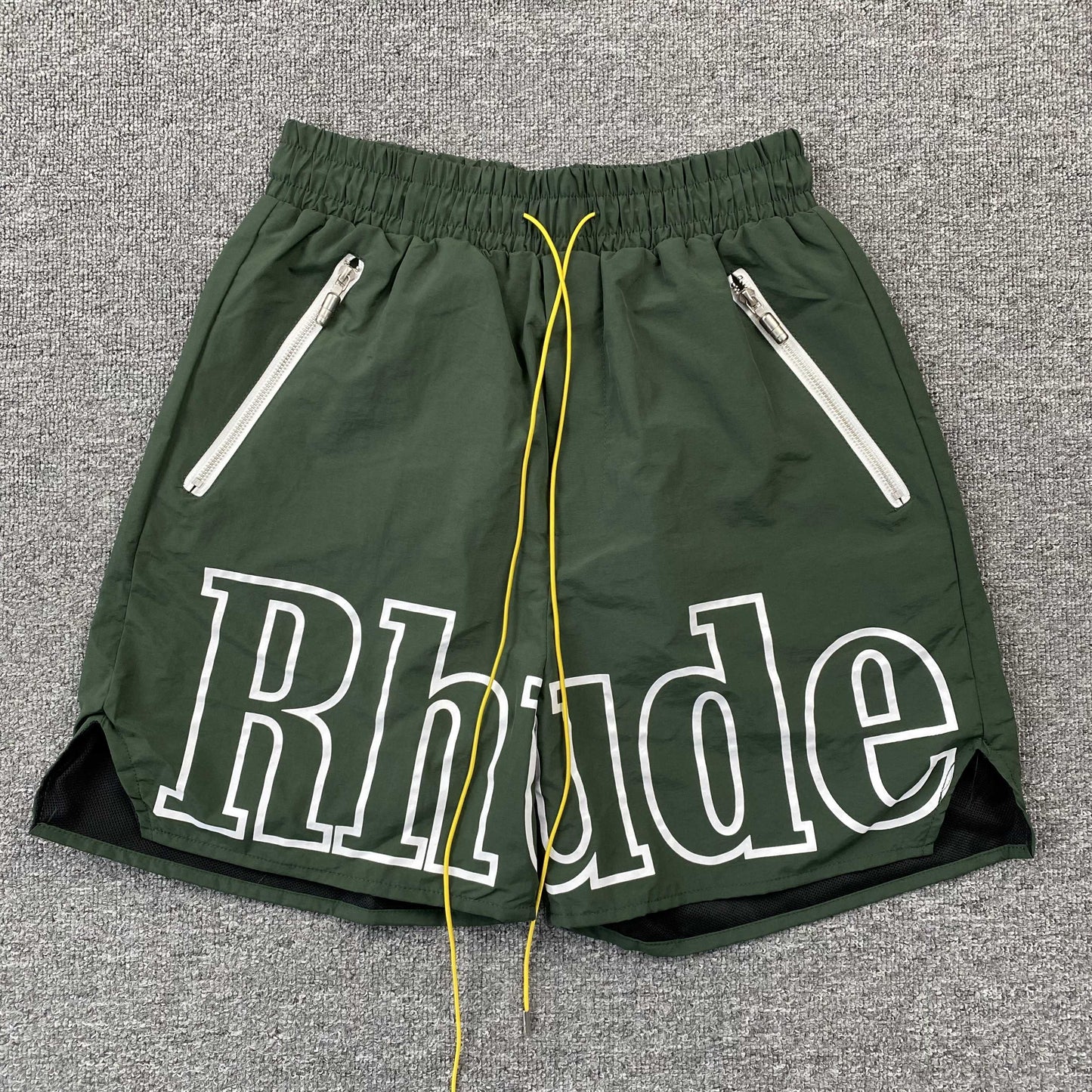 RHUDE Rh Logo Shorts - Green Unisex Streetwear Limited Edition - The RHUDE RH LOGO SHORTS GREEN - REPLICA deliver effortless luxury and street-ready comfort ,