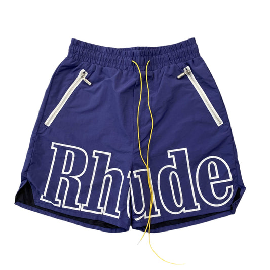 RHUDE Rh Logo Shorts - Navy Unisex Streetwear Limited Edition - The RHUDE RH LOGO SHORTS NAVY - REPLICA blend luxury streetwear with effortless comfort ,