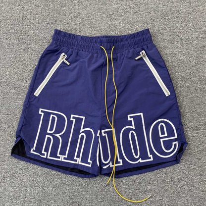 RHUDE Rh Logo Shorts - Navy Unisex Streetwear Limited Edition - The RHUDE RH LOGO SHORTS NAVY - REPLICA blend luxury streetwear with effortless comfort ,