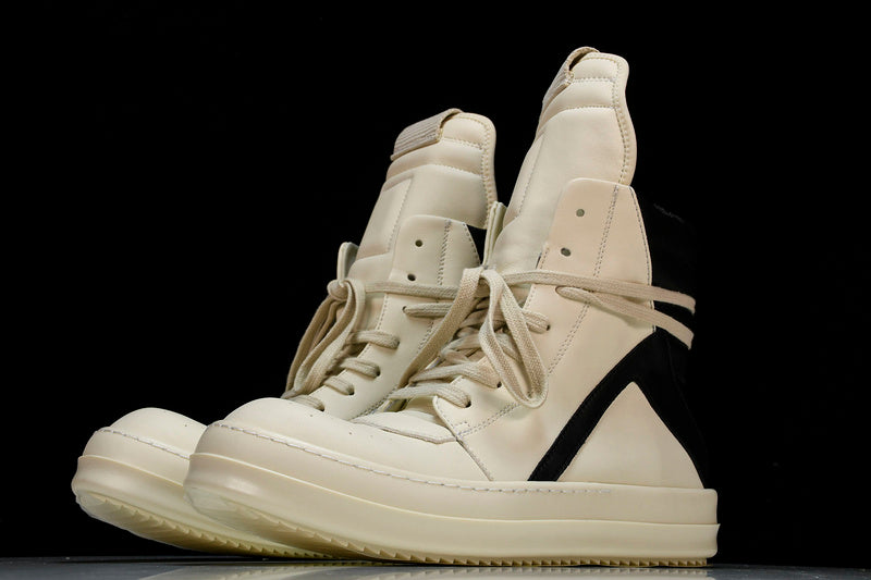 RICK OWENS GEOBASKET MILK BLACK - logo - replica sneakers