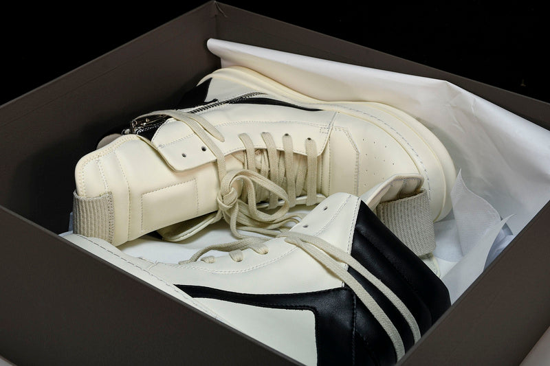 RICK OWENS GEOBASKET MILK BLACK - logo - replica sneakers
