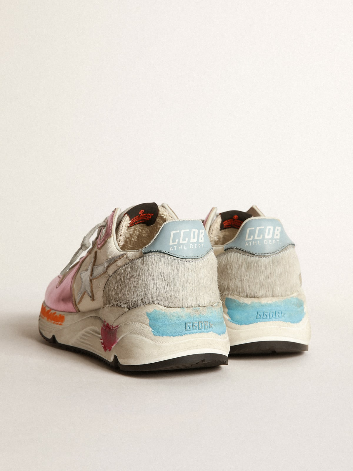 Running Sole Sneakers In Laminated With Silver Star - Pink Unisex Streetwear Limited Edition