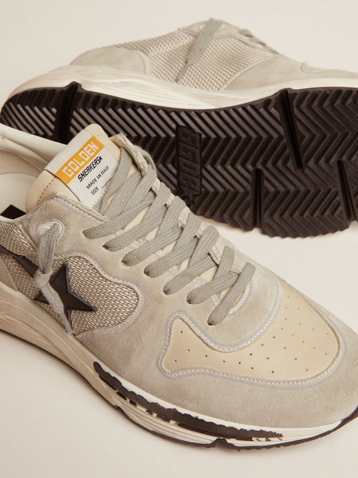 Running Sole Sneakers In Mesh And Ice-gray Suede Unisex Streetwear Limited Edition