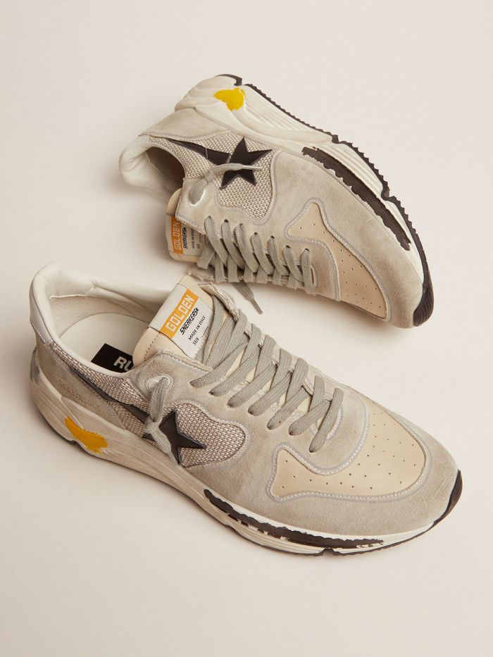 Running Sole Sneakers In Mesh And Ice-gray Suede Unisex Streetwear Limited Edition