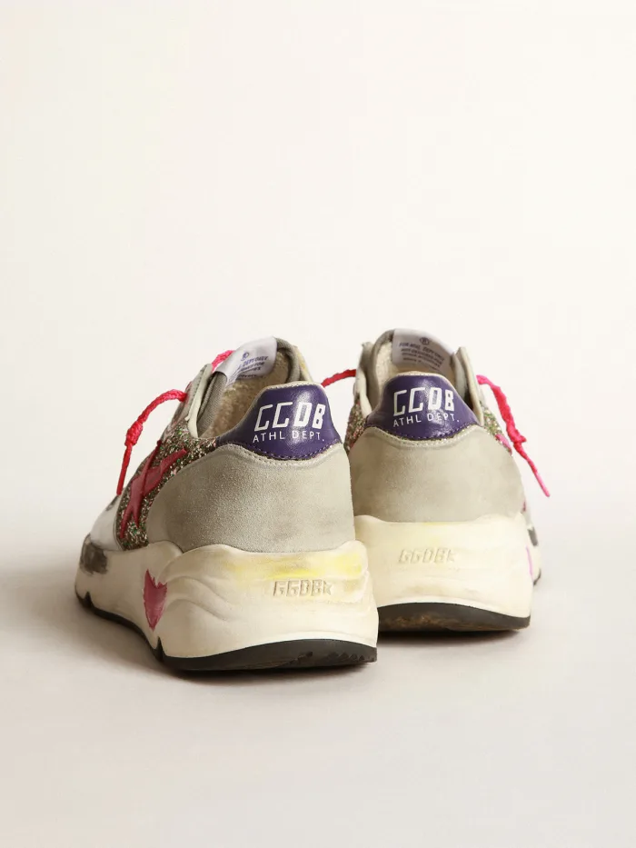 Running Sole Sneakers In Metallic Leather And Glitter - Pink Unisex Streetwear Limited Edition