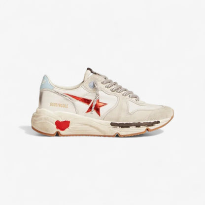 Running Sole Sneakers In Nylon And Suede With Laminated Leather Star - Red Unisex Streetwear Limited Edition