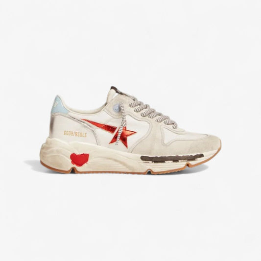 Running Sole Sneakers In Nylon And Suede With Laminated Leather Star - Red Unisex Streetwear Limited Edition