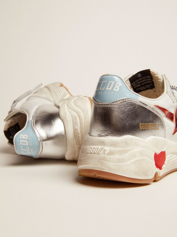 Running Sole Sneakers In Nylon And Suede With Laminated Leather Star - Red Unisex Streetwear Limited Edition