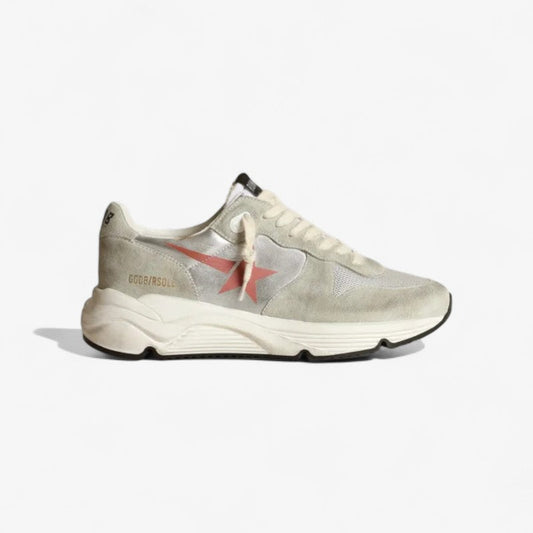 Running Sole Sneakers In Silver Laminated Leather With Ice-gray Suede Inserts Unisex Streetwear Limited Edition