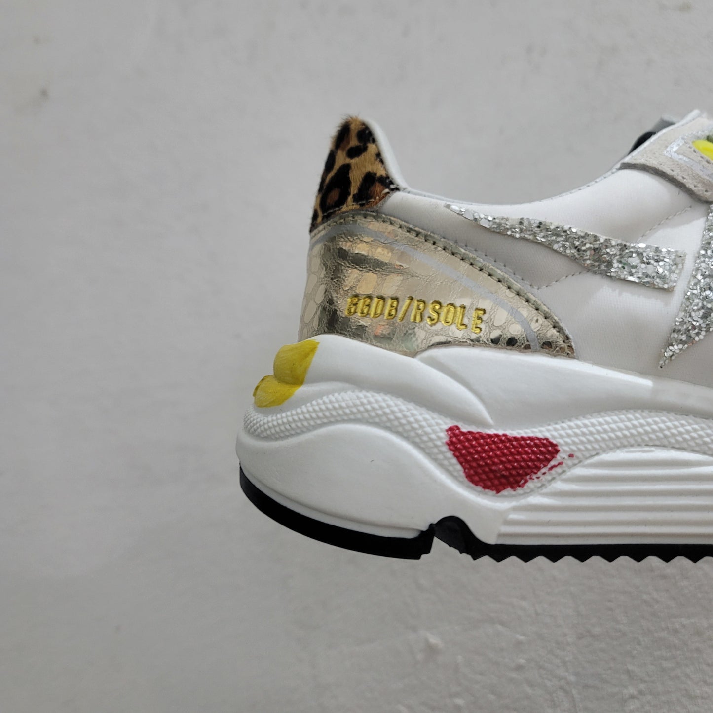 Running Sole Sneakers In Suede With Glitter And Leopard Print - White Unisex Streetwear Limited Edition