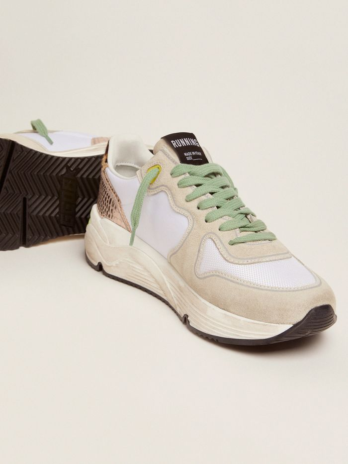 Running Sole Sneakers In Suede With Glitter And Leopard Print - White Unisex Streetwear Limited Edition