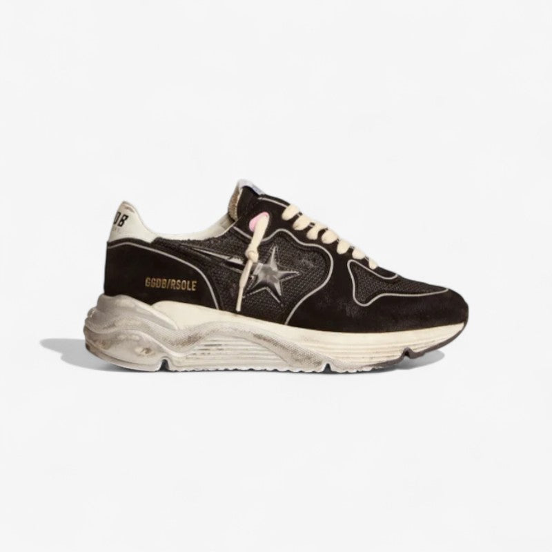 Running Sole Sneakers With Mesh And Suede Upper And 3d Star - Black Unisex Streetwear Limited Edition
