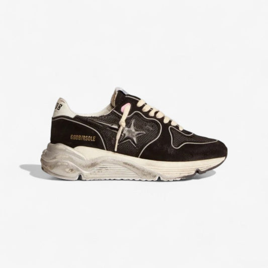 Running Sole Sneakers With Mesh And Suede Upper And 3d Star - Black Unisex Streetwear Limited Edition