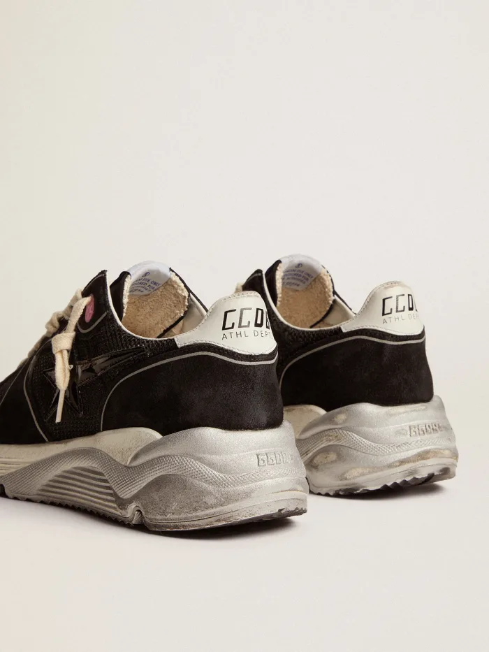 Running Sole Sneakers With Mesh And Suede Upper And 3d Star - Black Unisex Streetwear Limited Edition
