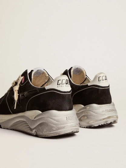 Running Sole Sneakers With Mesh And Suede Upper And 3d Star - Black Unisex Streetwear Limited Edition