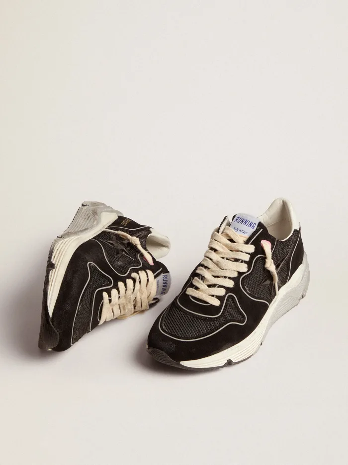 Running Sole Sneakers With Mesh And Suede Upper And 3d Star - Black Unisex Streetwear Limited Edition